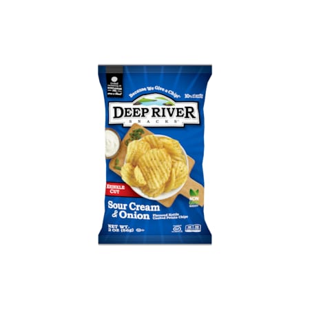 Deep River Snacks Kettle Potato Chip Sour Cream & Onion Krinkle Cut 2 oz., PK24 21641